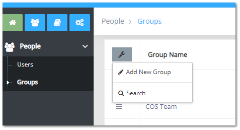 The Groups page lists the groups available for survey assignment.