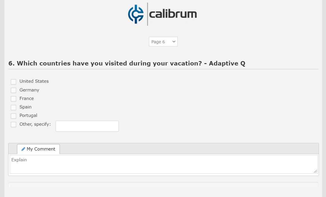 Example of a checkbox question for selecting more than one option.