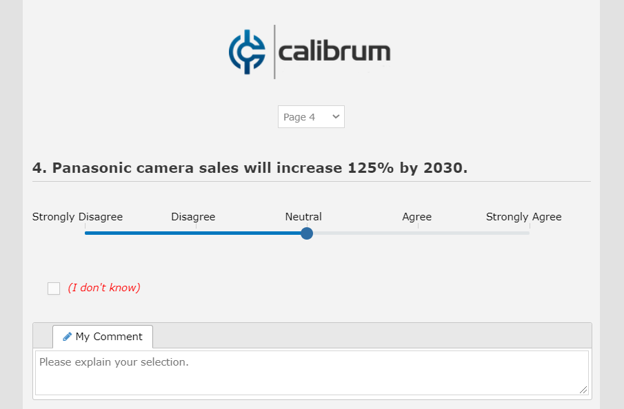 Example participant view of a slider rating question.