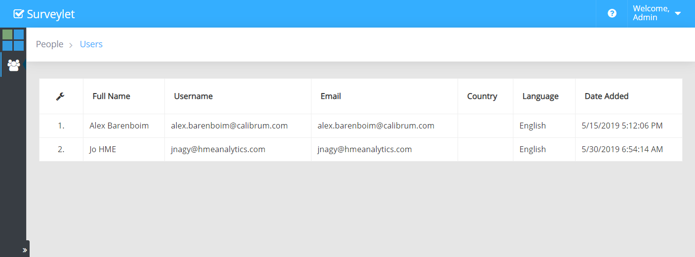 The opt-out list identifies users excluded from survey emails.